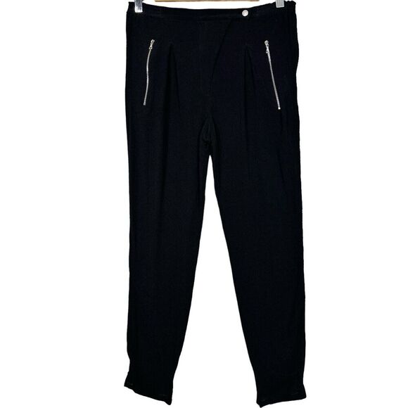Sandro Paris Polina Black Trousers XS / FR 34 Zip Pocket Slim Fit Pants - Picture 1 of 11